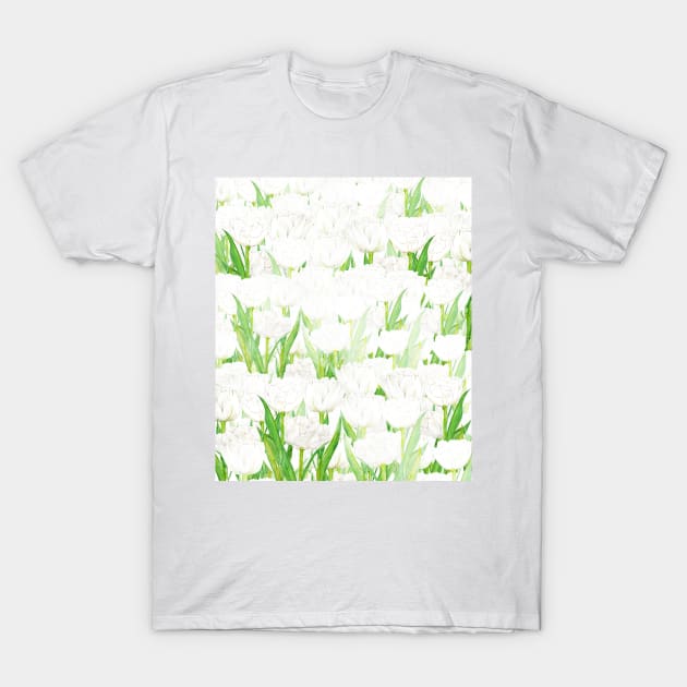 white tulip pattern T-Shirt by colorandcolor